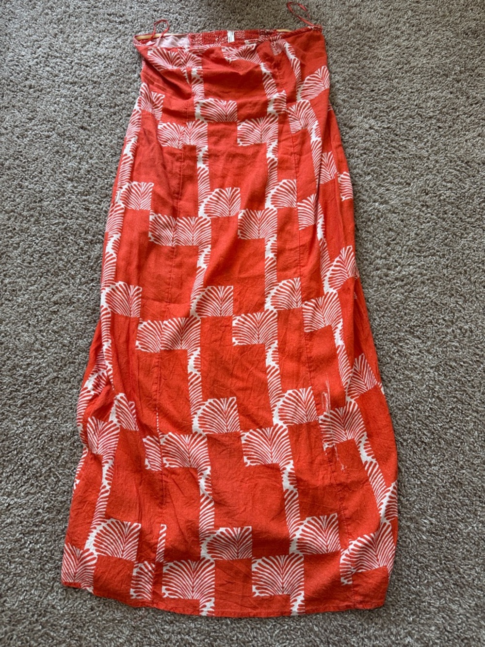 Anthropologie Dress Womens small Linen Aliza Strapless Maxi Printed